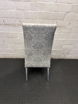 Elegant Grey Patterned Dining Chair with Minor Wear & Sturdy Frame - PRICE DROP