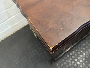 Vintage Wooden Storage Chest with Carved Feet - Rustic Brown Finish