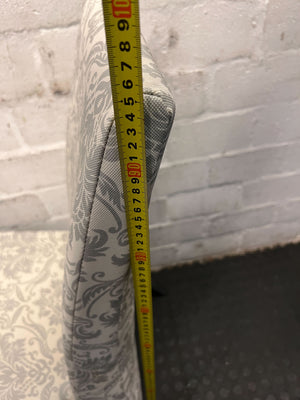 Elegant Grey Patterned Dining Chair with Minor Wear & Sturdy Frame - PRICE DROP