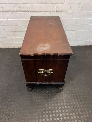 Vintage Wooden Storage Chest with Carved Feet - Rustic Brown Finish