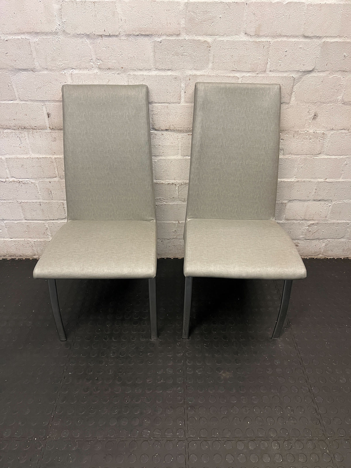 Stylish Grey Upholstered Dining Chair with Metal Legs - PRICE DROP