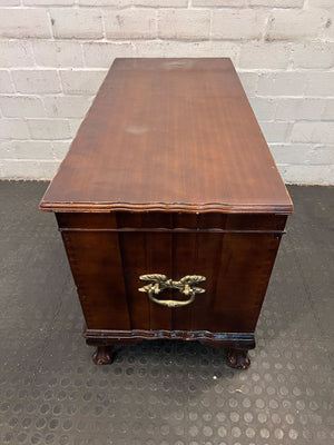 Vintage Wooden Storage Chest with Carved Feet - Rustic Brown Finish