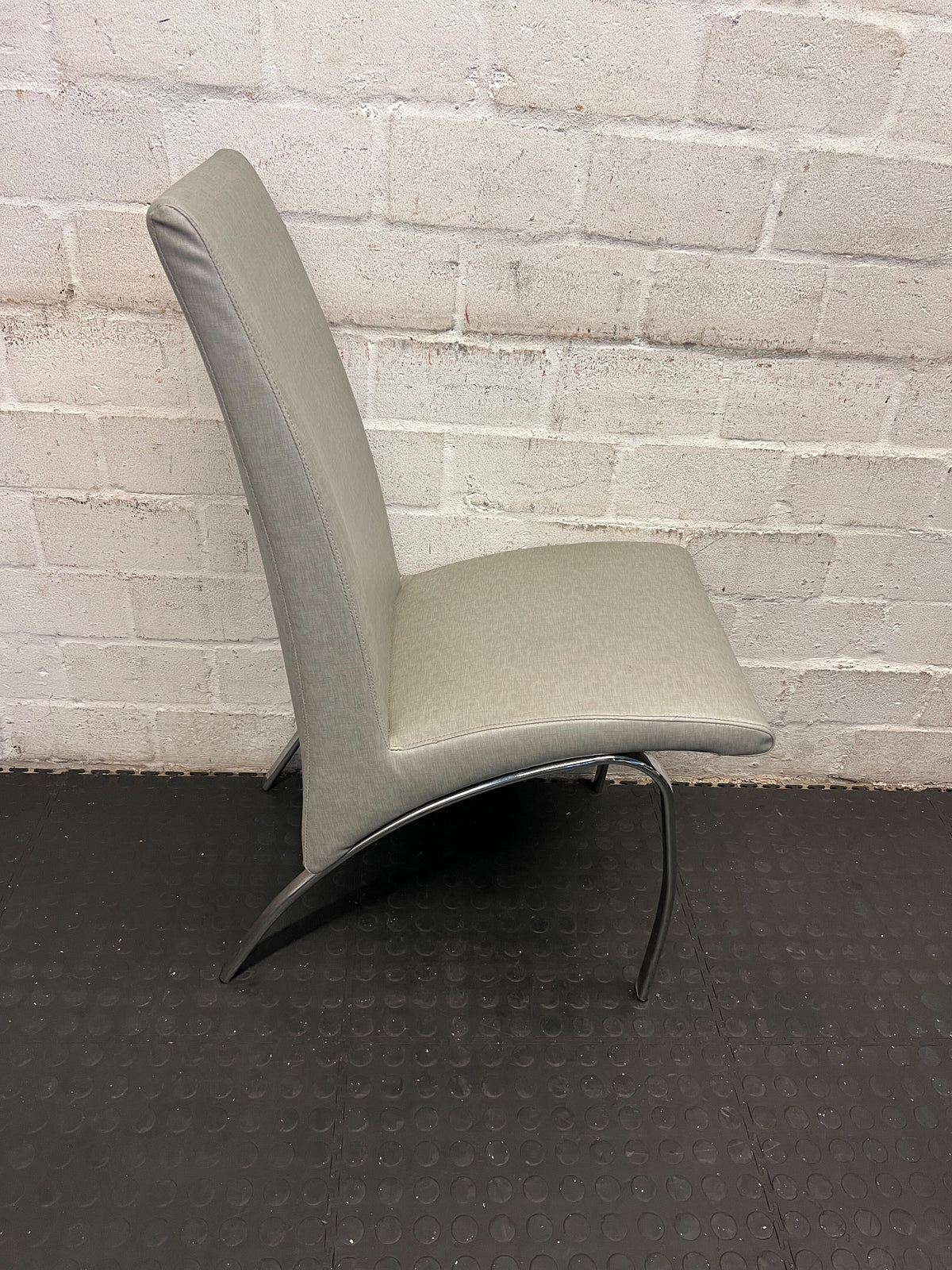 Stylish Grey Upholstered Dining Chair with Metal Legs - PRICE DROP