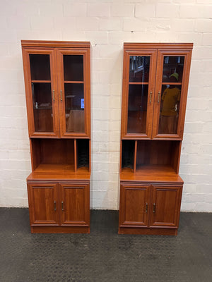 Vintage Solid Wood Cabinet - Mahogany Finish - 185cm Tall