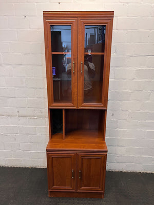 Vintage Solid Wood Cabinet - Mahogany Finish - 185cm Tall