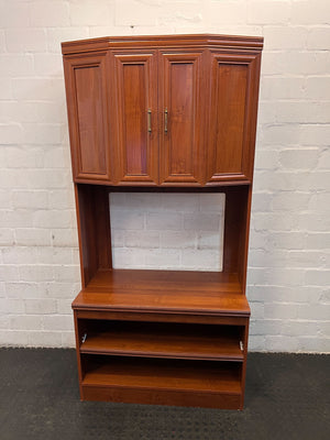 Solid Wood Vintage Display Cabinet with Storage - Rich Mahogany Finish