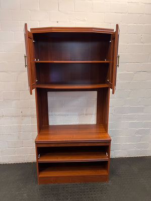 Solid Wood Vintage Display Cabinet with Storage - Rich Mahogany Finish