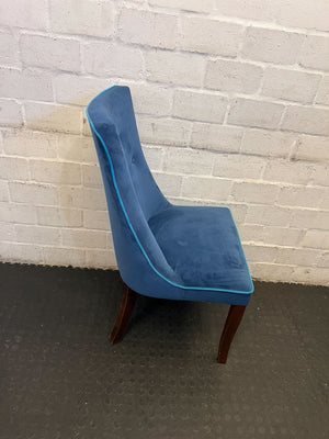 Stylish Blue Velvet Accent Chair with Wooden Legs – Minor Wear - PRICE DROP - 2ndhandwarehouse.com