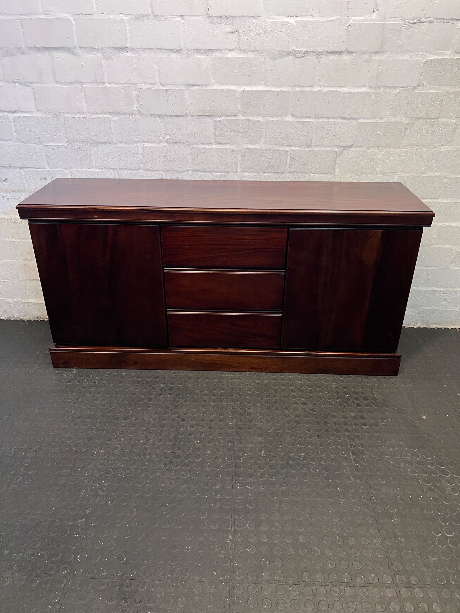 Elegant Dark Wood Storage Cabinet with Minor Scratches
