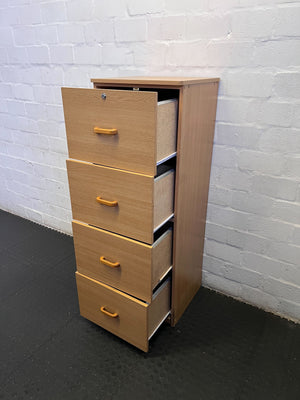 Stylish Light Wood 4-Drawer Storage Cabinet with Minor Wear