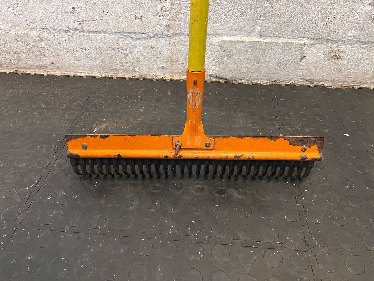 Durable Yellow and Orange Push Broom with Minor Wear - 2ndhandwarehouse.com