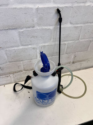 Versatile White Handheld Garden Sprayer with Blue Handle