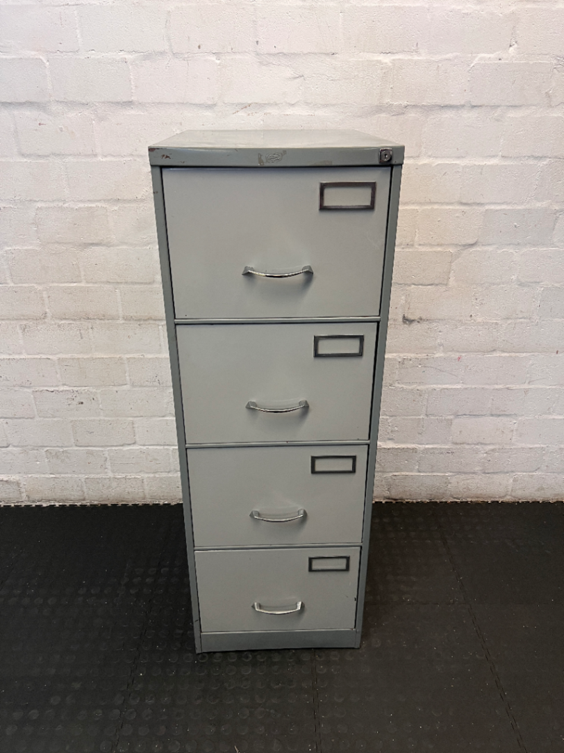 Industrial Grey 4-Drawer Filing Cabinet - Minor Cosmetic Wear - 2ndhandwarehouse.com