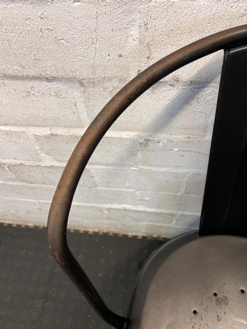 Industrial Metal Armchair - Distressed with Rusting Finish - 2ndhandwarehouse.com