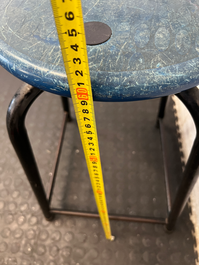 Industrial Metal Bar Chair - Blue Seat & Black Frame (Vintage Wear) - 2ndhandwarehouse.com