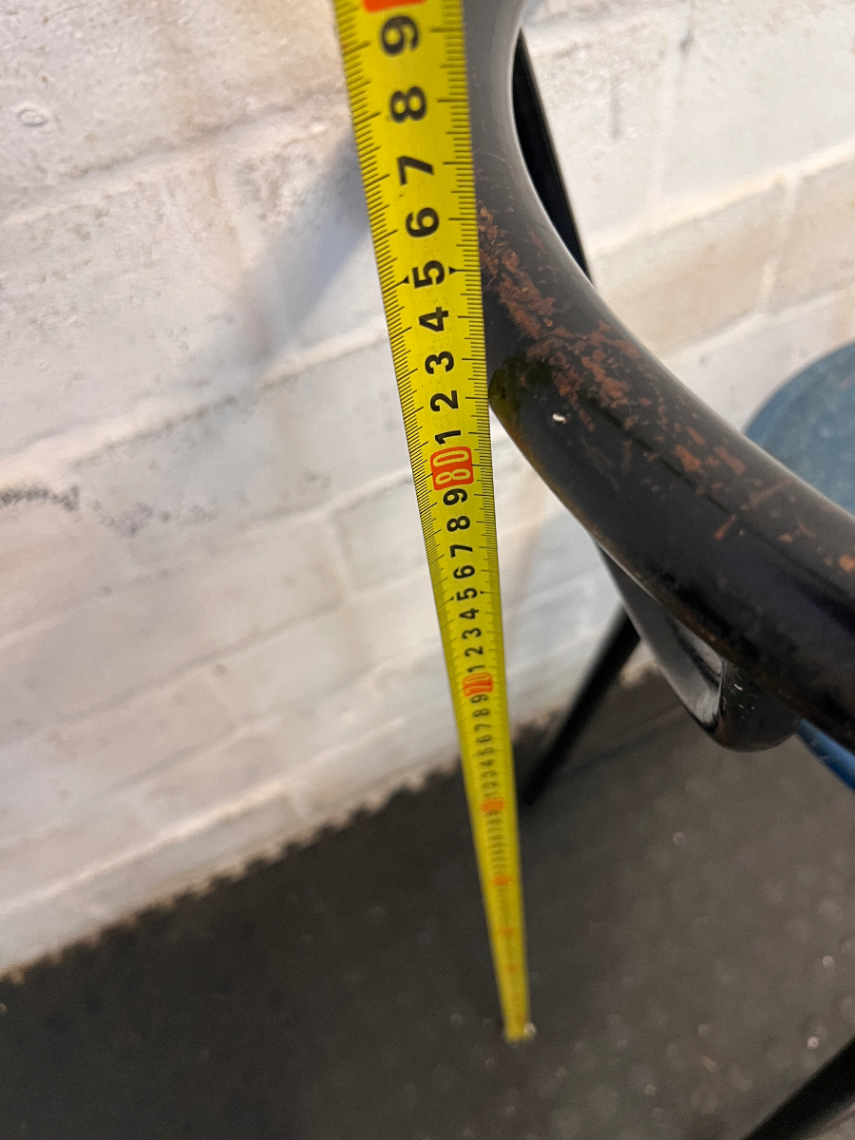 Industrial Metal Bar Chair - Blue Seat & Black Frame (Vintage Wear) - 2ndhandwarehouse.com