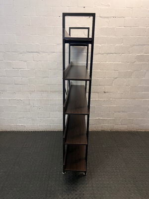 Industrial Style Dark Brown Wood and Metal Bookshelf — Good Working Order