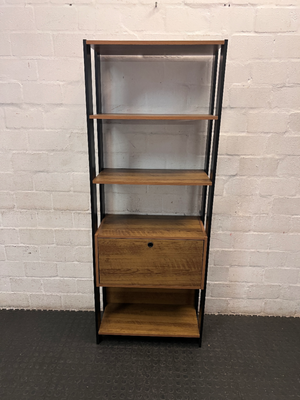 Industrial Style Laminate Bookshelf with Storage Box — Fair Overall Condition