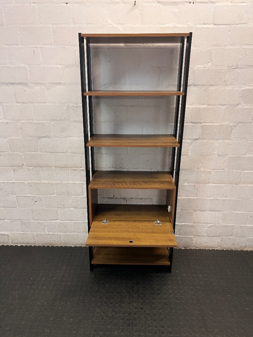 Industrial Style Laminate Bookshelf with Storage Box — Fair Overall Condition