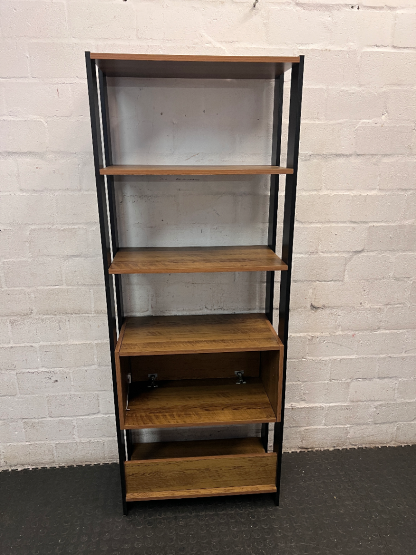 Industrial Style Laminate Bookshelf with Storage Box — Fair Overall Condition