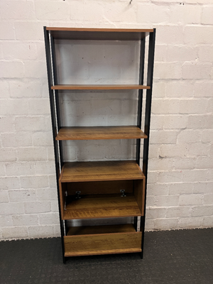 Industrial Style Laminate Bookshelf with Storage Box — Fair Overall Condition