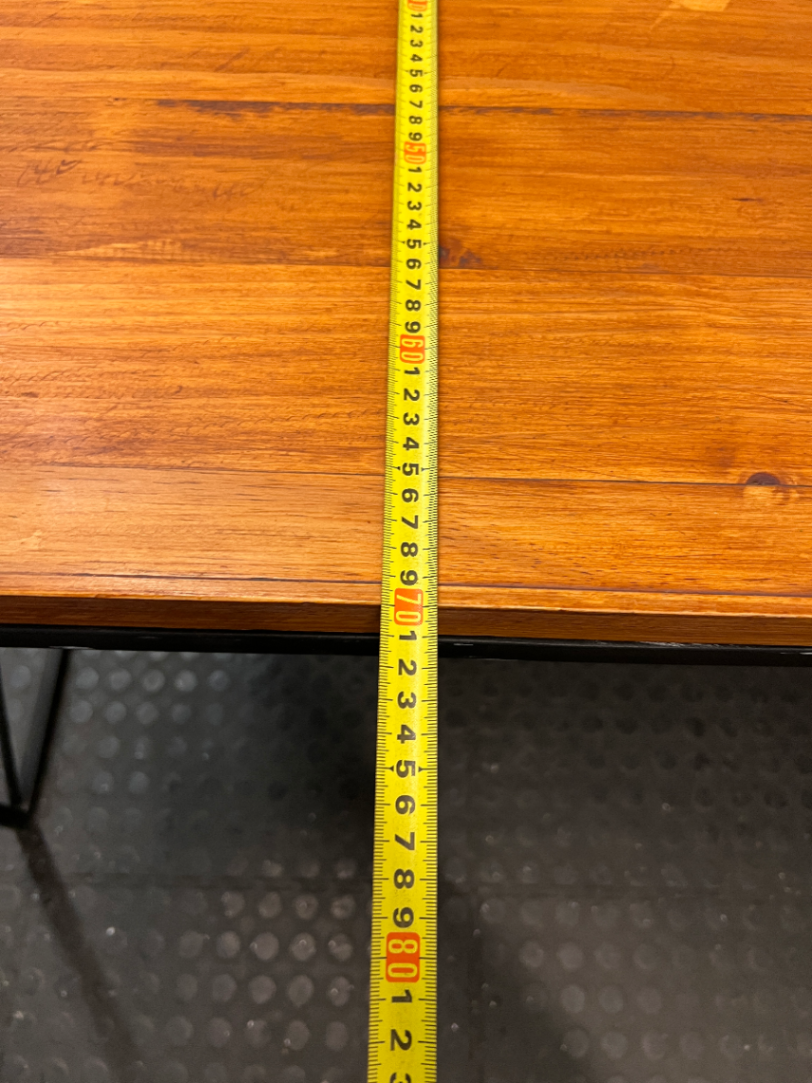 Industrial Style Timber Top Office Desk with Geometric Base — Fair Used Condition