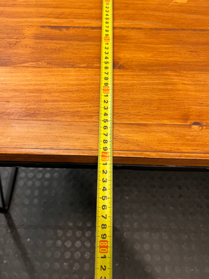 Industrial Style Timber Top Office Desk with Geometric Base — Fair Used Condition