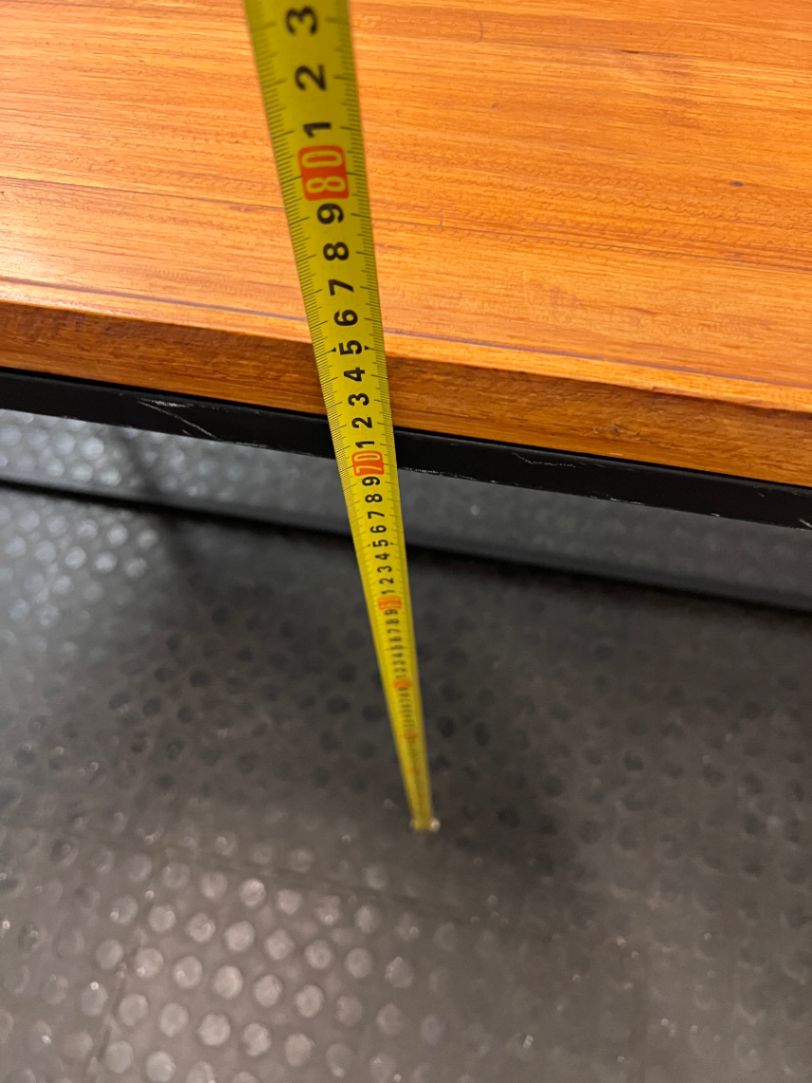 Industrial Style Timber Top Office Desk with Geometric Base — Fair Used Condition