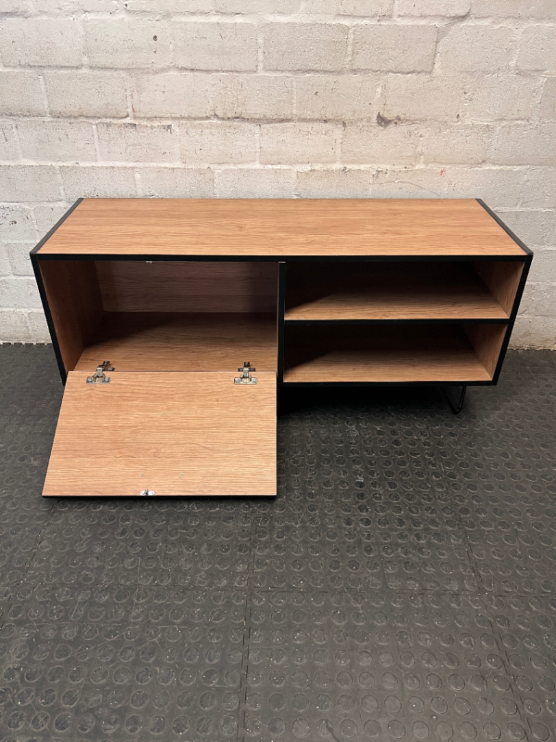 Industrial Style Wood & Black TV Unit with Hairpin Legs