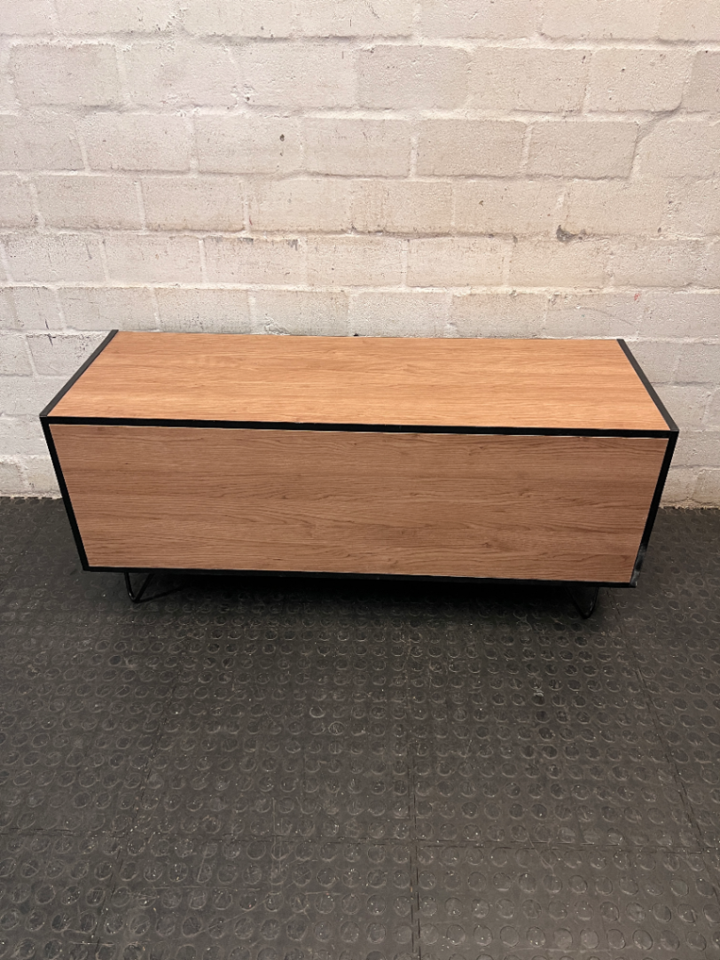 Industrial Style Wood & Black TV Unit with Hairpin Legs