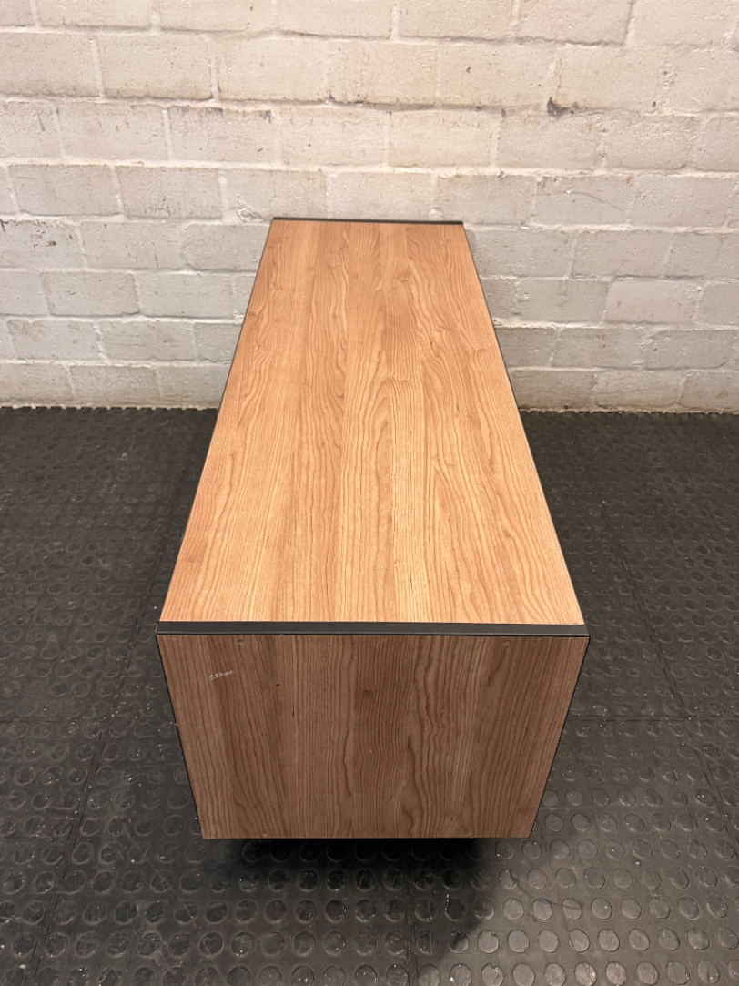 Industrial Style Wood & Black TV Unit with Hairpin Legs