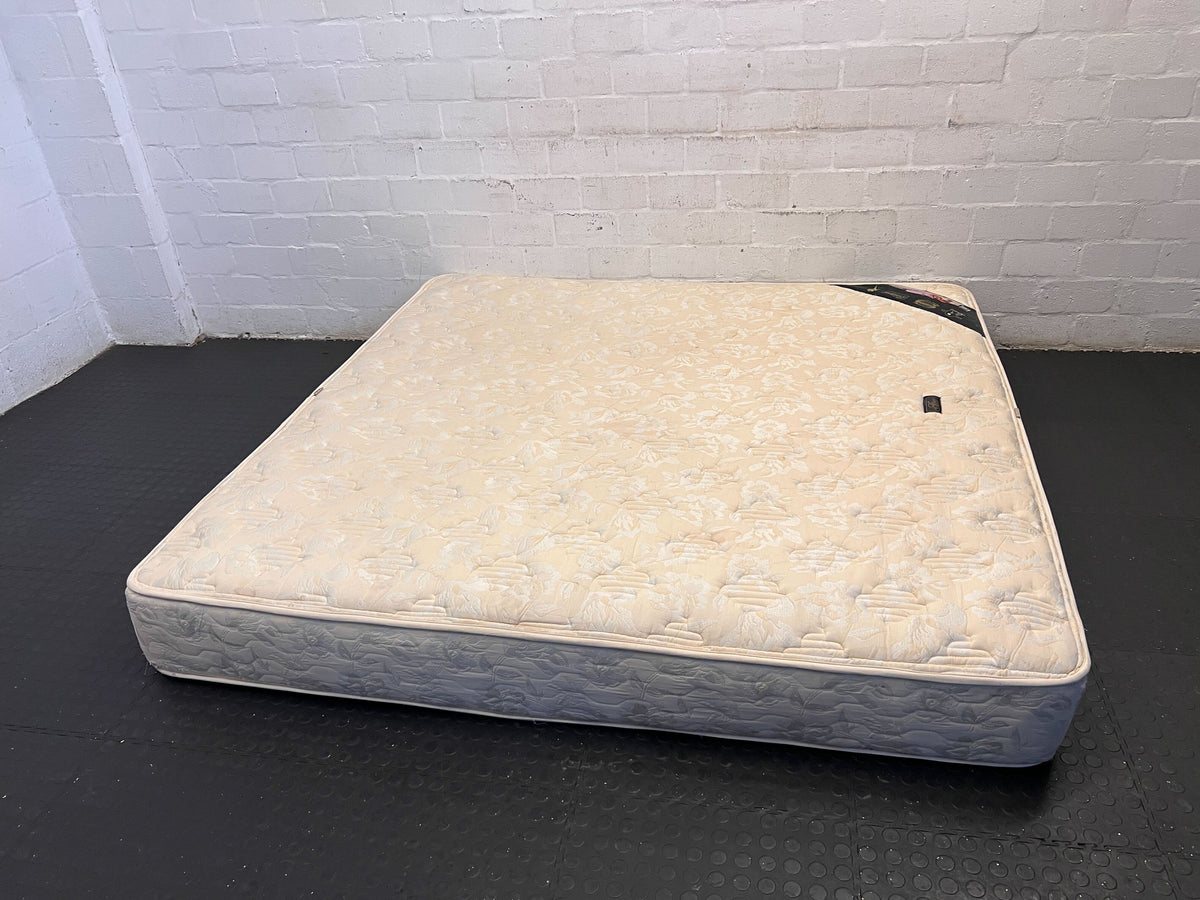 King Size Cream Upholstered Mattress with Minor Wear