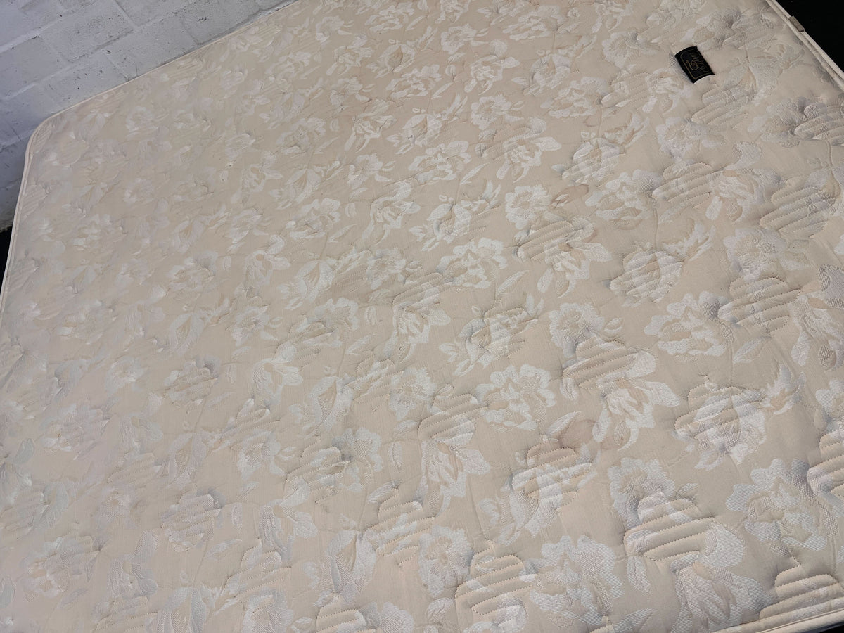 King Size Cream Upholstered Mattress with Minor Wear