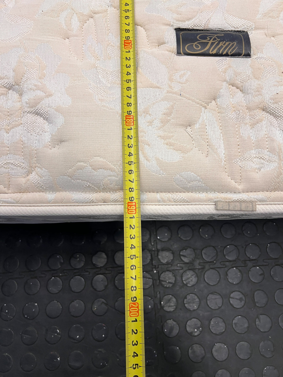 King Size Cream Upholstered Mattress with Minor Wear