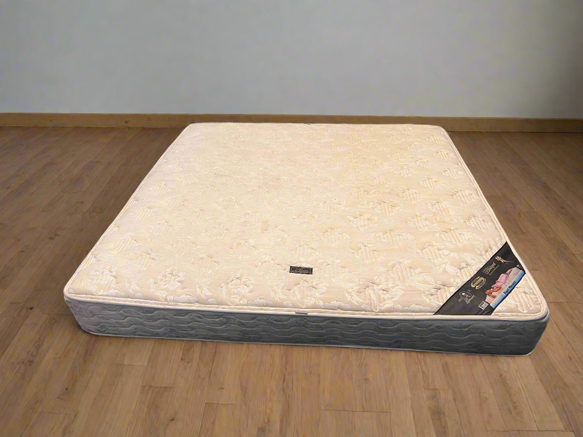 King Size Cream Upholstered Mattress with Minor Wear