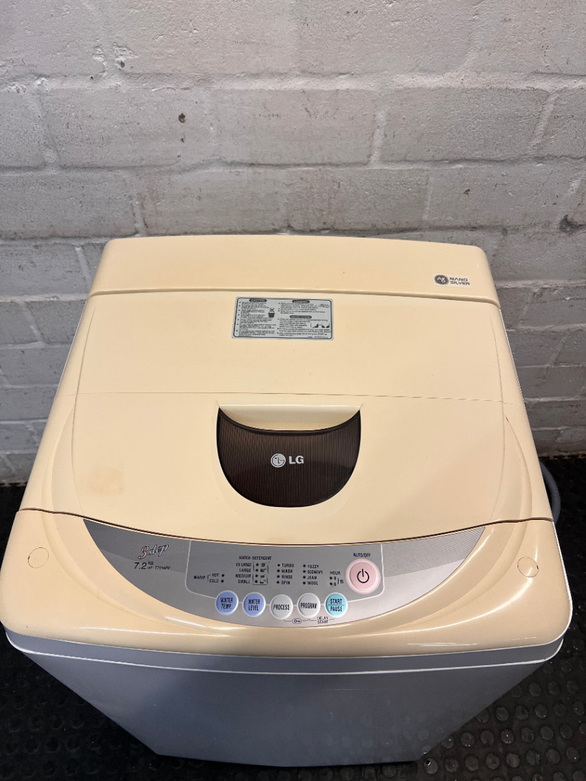 LG Top Loader Washing Machine in White — Good Working Order; Used Condition