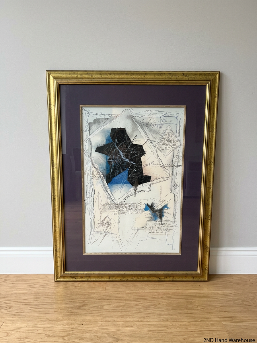 Large Abstract Framed Wall Art in Gold Frame — Good Condition Frame