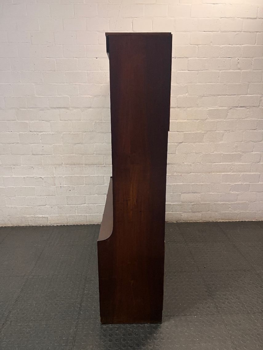 Large Brown Wooden TV Unit with Storage Cupboards — Used; Fair Condition