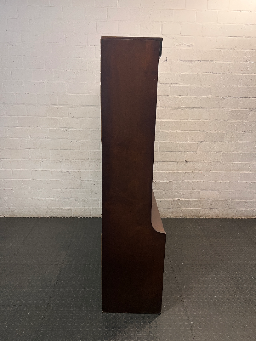 Large Brown Wooden TV Unit with Storage Cupboards — Used; Fair Condition