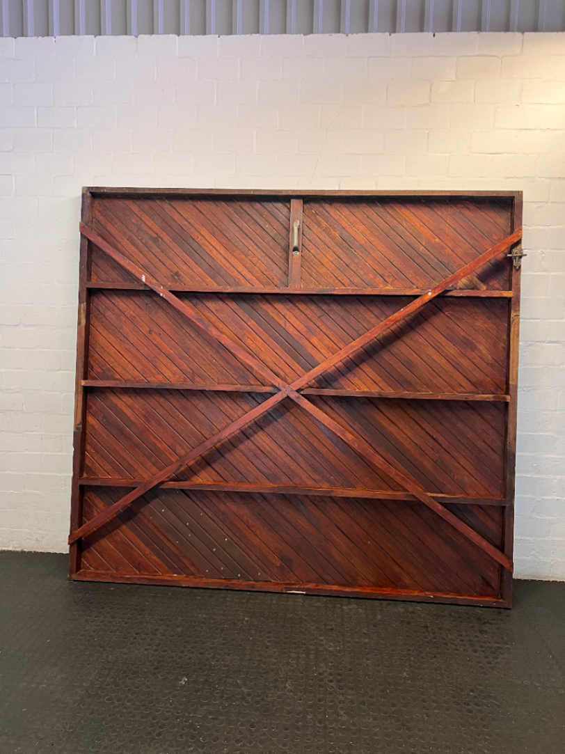 Large Slatted Timber Garage Door - Diagonal Pattern - 2ndhandwarehouse.com