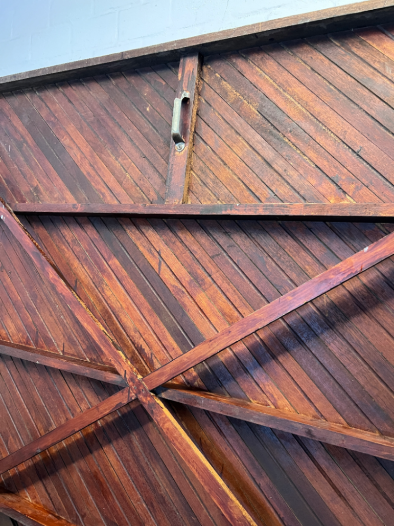 Large Slatted Timber Garage Door - Diagonal Pattern - 2ndhandwarehouse.com