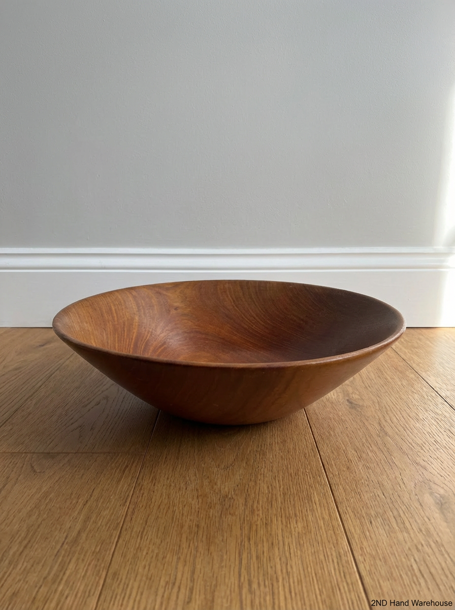 Large Solid Wood Decorative Bowl - 35cm Diameter - 2ndhandwarehouse.com