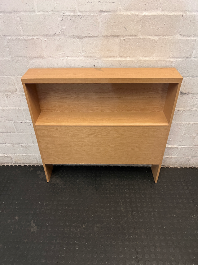 Light Oak Finish Low Bookshelf — Good Condition with Minor Bottom Edge Wear - 2ndhandwarehouse.com