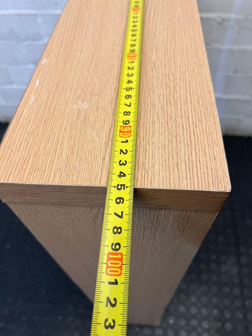 Light Oak Finish Low Bookshelf — Good Condition with Minor Bottom Edge Wear - 2ndhandwarehouse.com