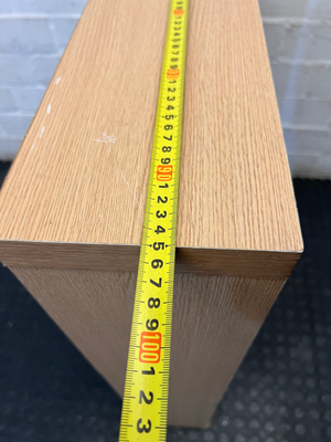 Light Oak Finish Low Bookshelf — Good Condition with Minor Bottom Edge Wear - 2ndhandwarehouse.com
