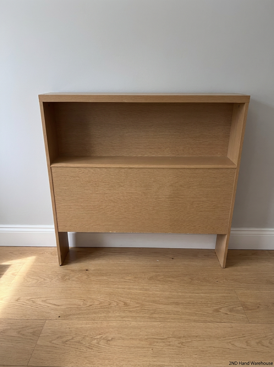 Light Oak Finish Low Bookshelf — Good Condition with Minor Bottom Edge Wear - 2ndhandwarehouse.com