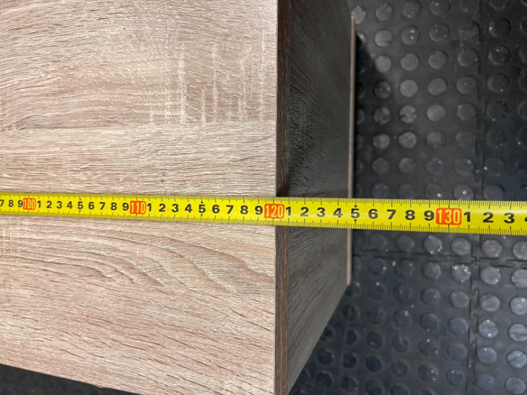 Light Oak-Style Lowline TV Unit with Side Cupboards — Used; Fair Condition