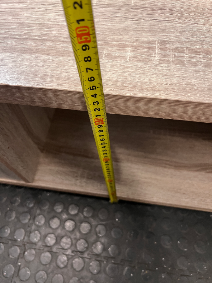 Light Oak-Style Lowline TV Unit with Side Cupboards — Used; Fair Condition
