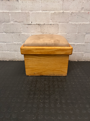 Light Wood Box-Style Dressing Stool with Padded Seat — Good Working Order - 2ndhandwarehouse.com