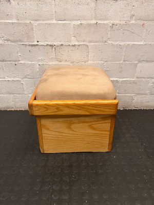 Light Wood Box-Style Dressing Stool with Padded Seat — Good Working Order - 2ndhandwarehouse.com